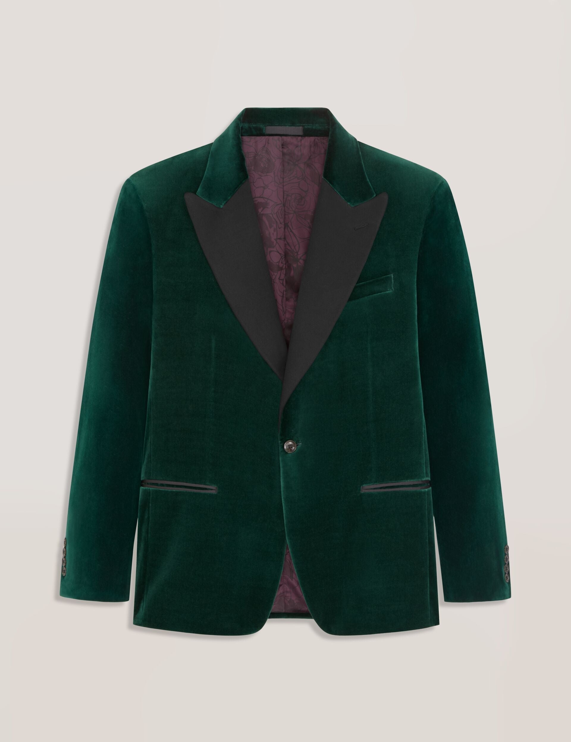 Ted Baker WEBSTER Velvet Single Breasted Tuxedo Jacket DARK GREEN