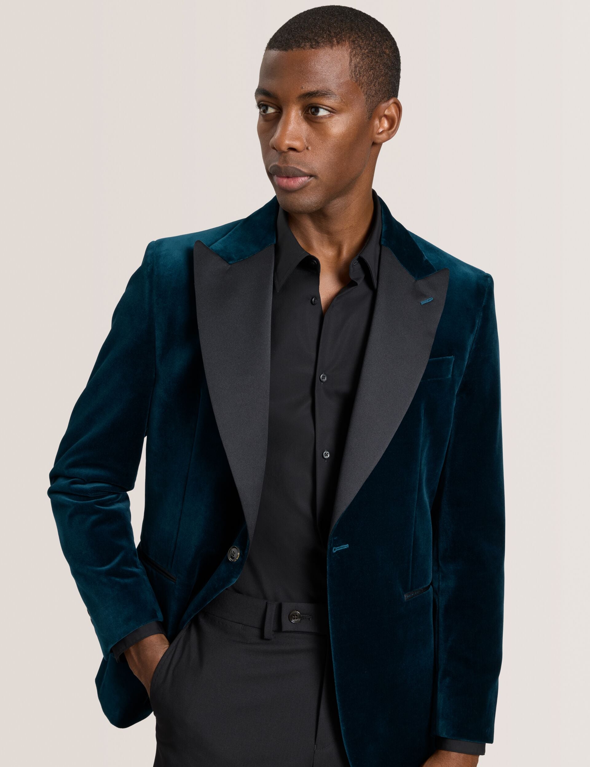 Ted Baker WEBSTER Velvet Single Breasted Tuxedo Jacket TEAL BLUE