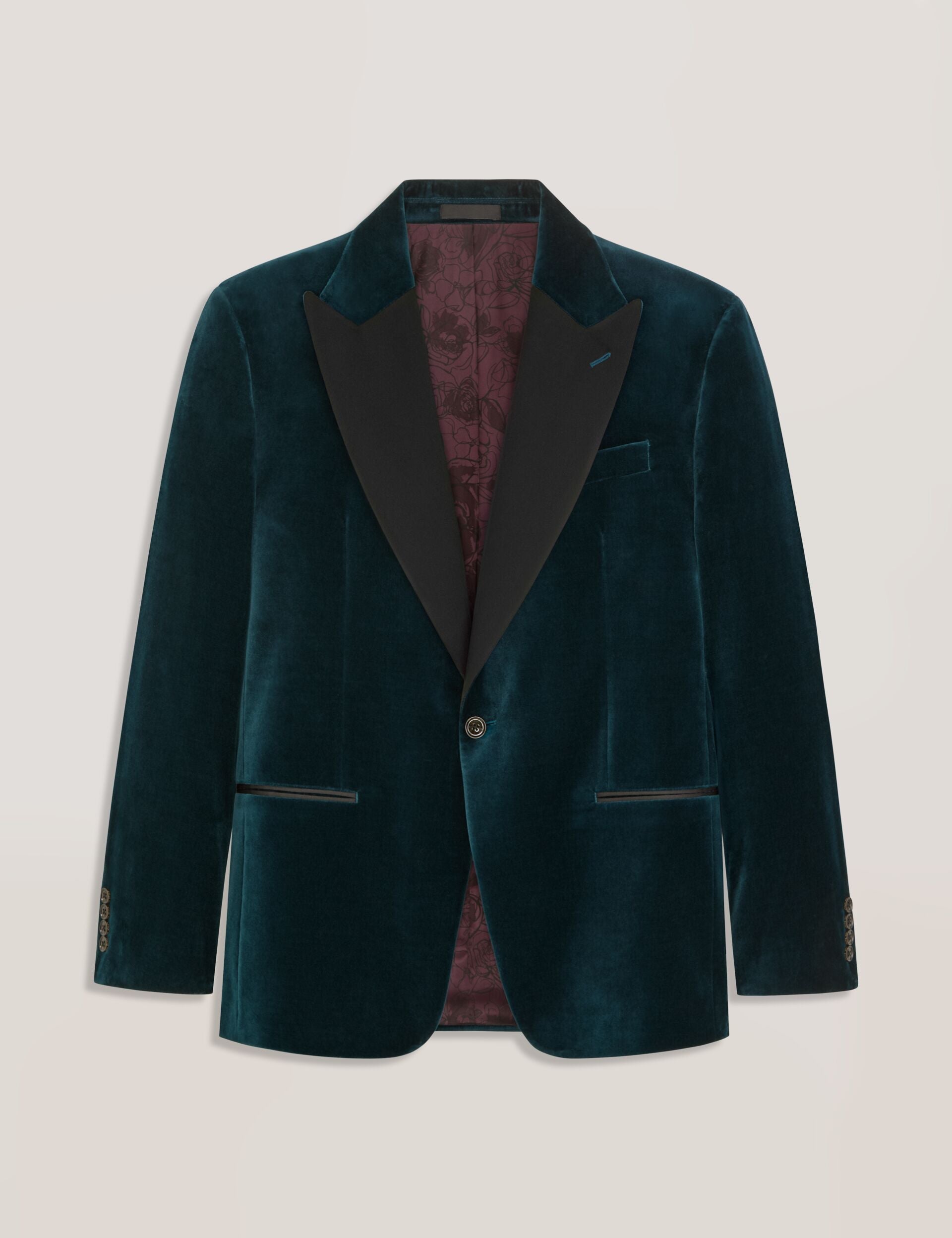 Ted Baker WEBSTER Velvet Single Breasted Tuxedo Jacket TEAL BLUE