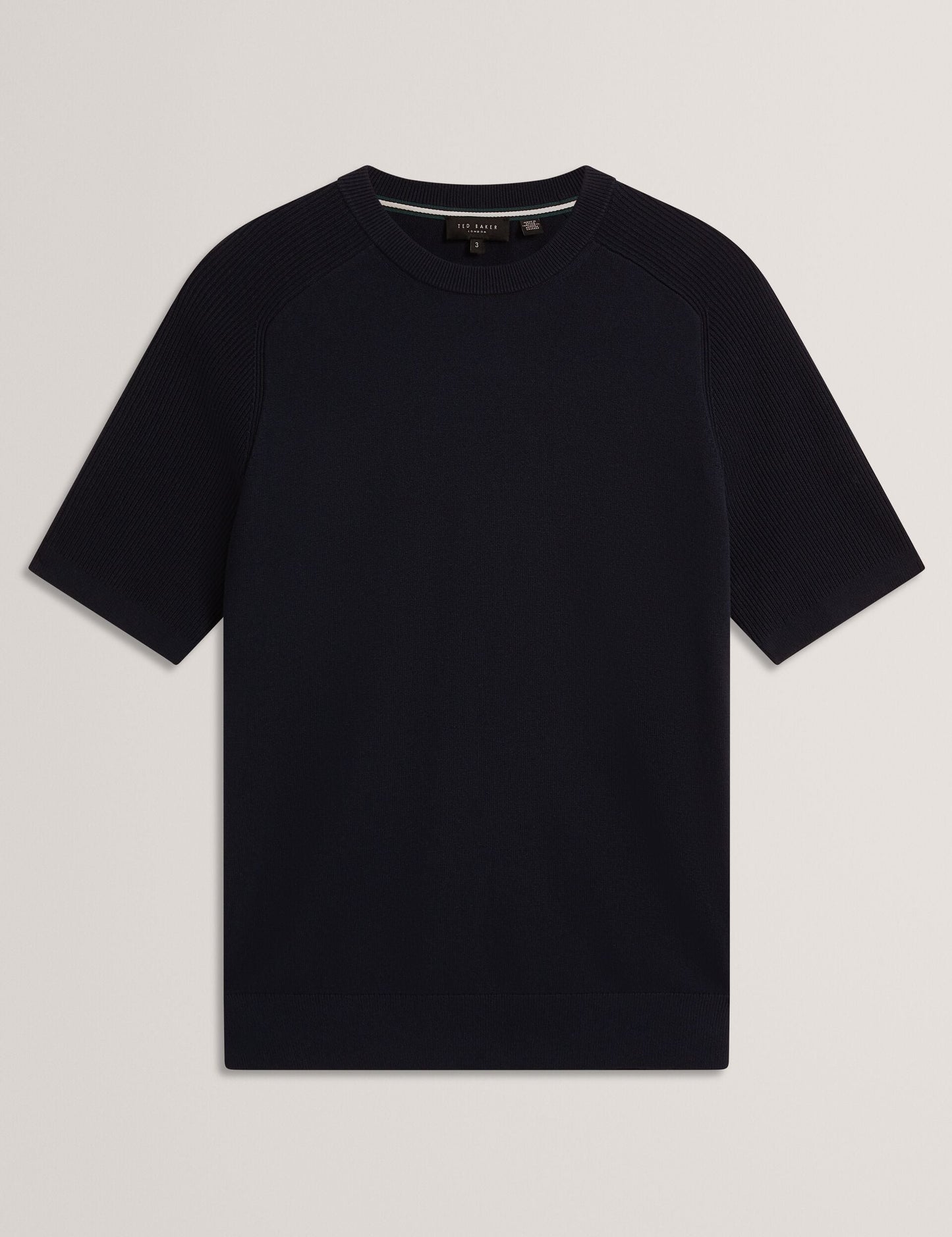 Ted Baker TORRENT Wool Blend Ribbed Raglan Polo Shirt NAVY