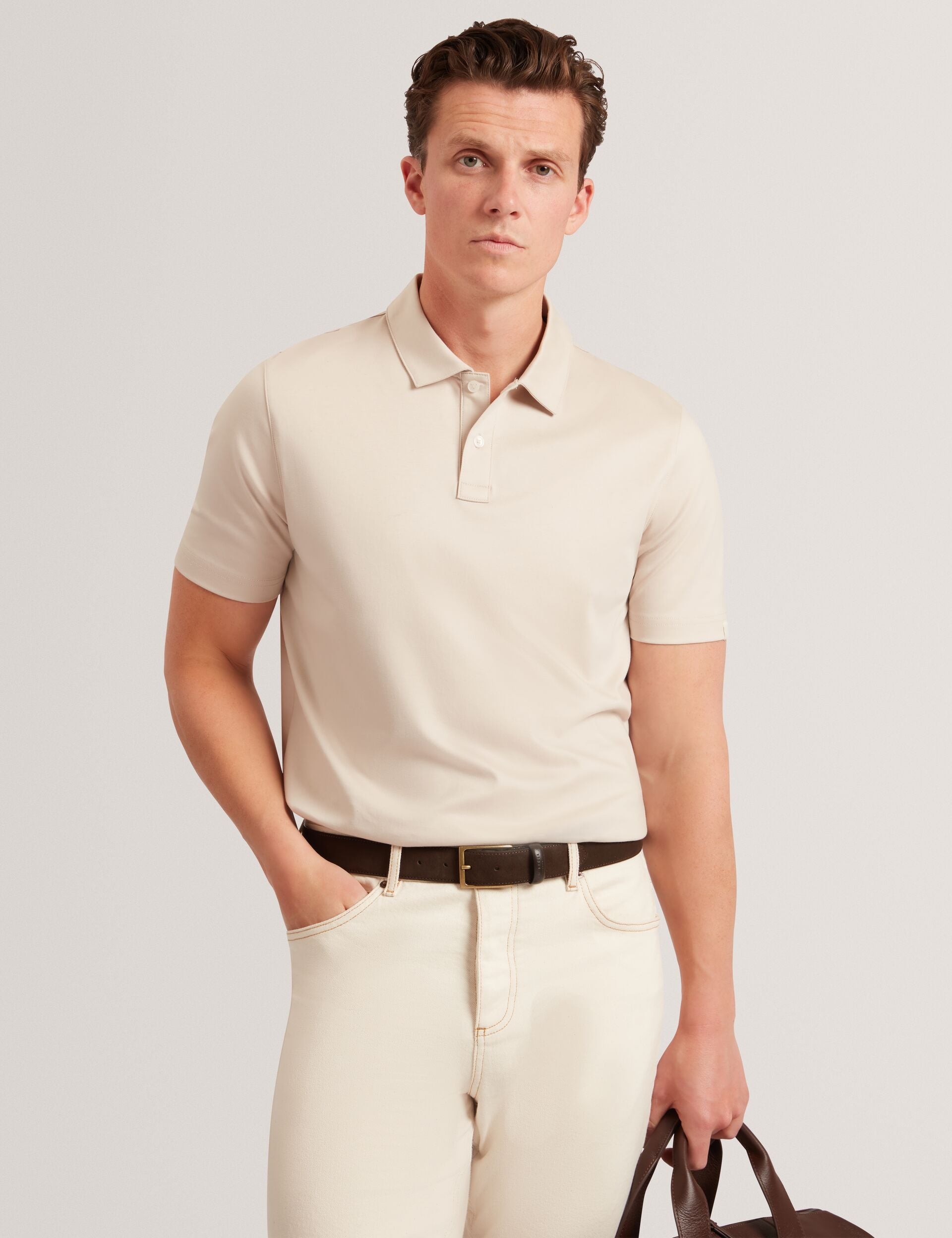 Ted Baker CONNALL Soft Touch Cotton Short Sleeve Polo LIGHT GREY