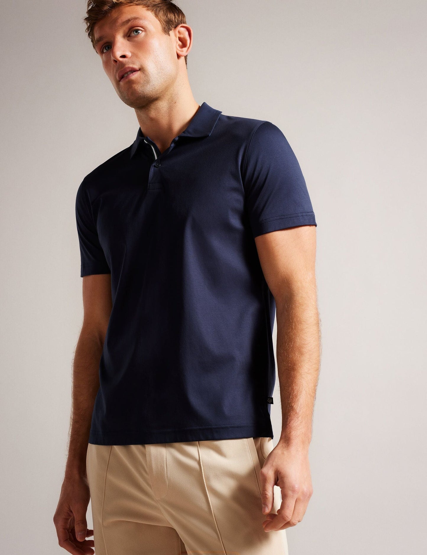 Ted Baker ZEITER - Slim Fit Pure Cotton Polo Shirt NAVY