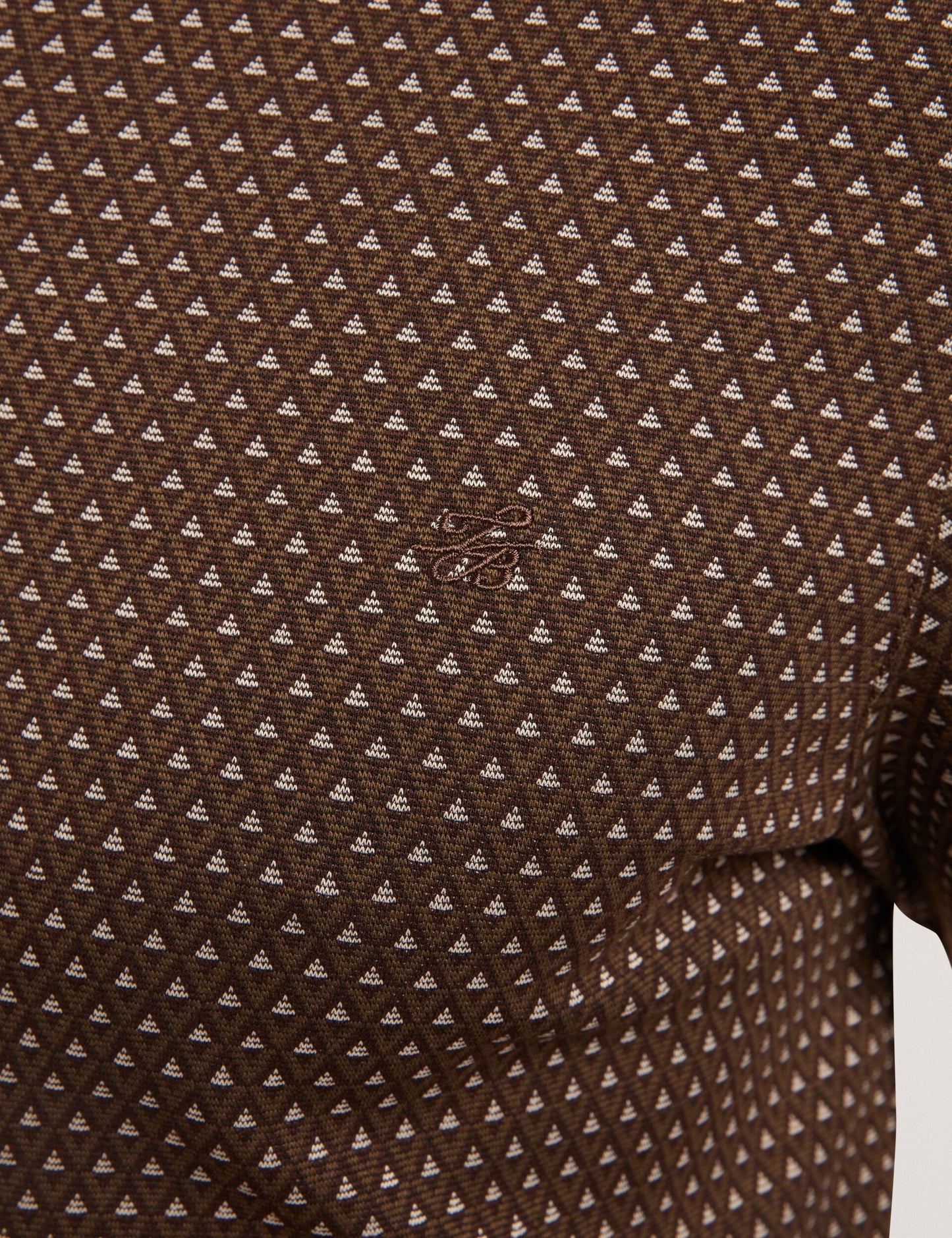 Ted Baker DURAND – Long Sleeve Geo Jacquard Polo BROWN