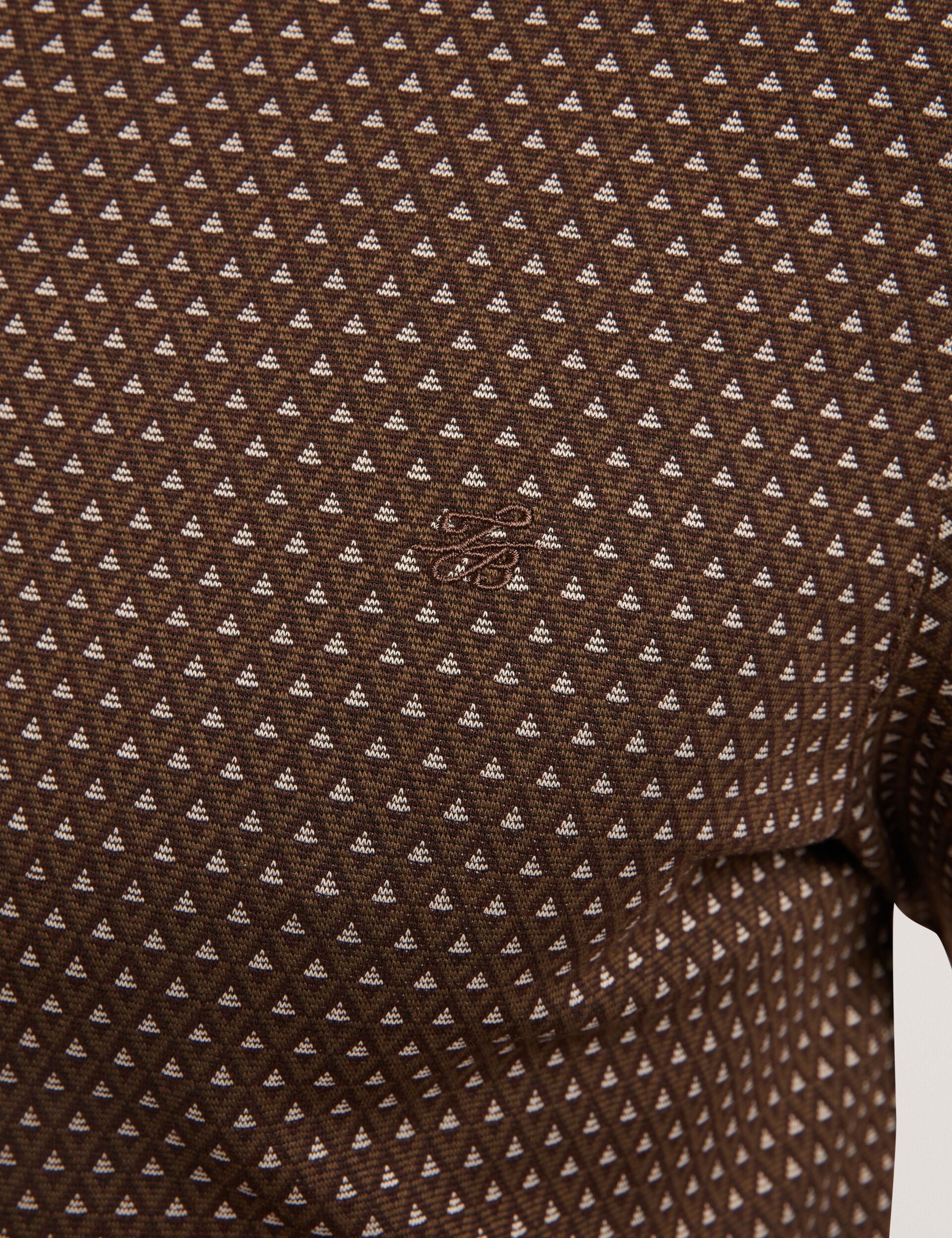 Ted Baker DURAND – Long Sleeve Geo Jacquard Polo BROWN
