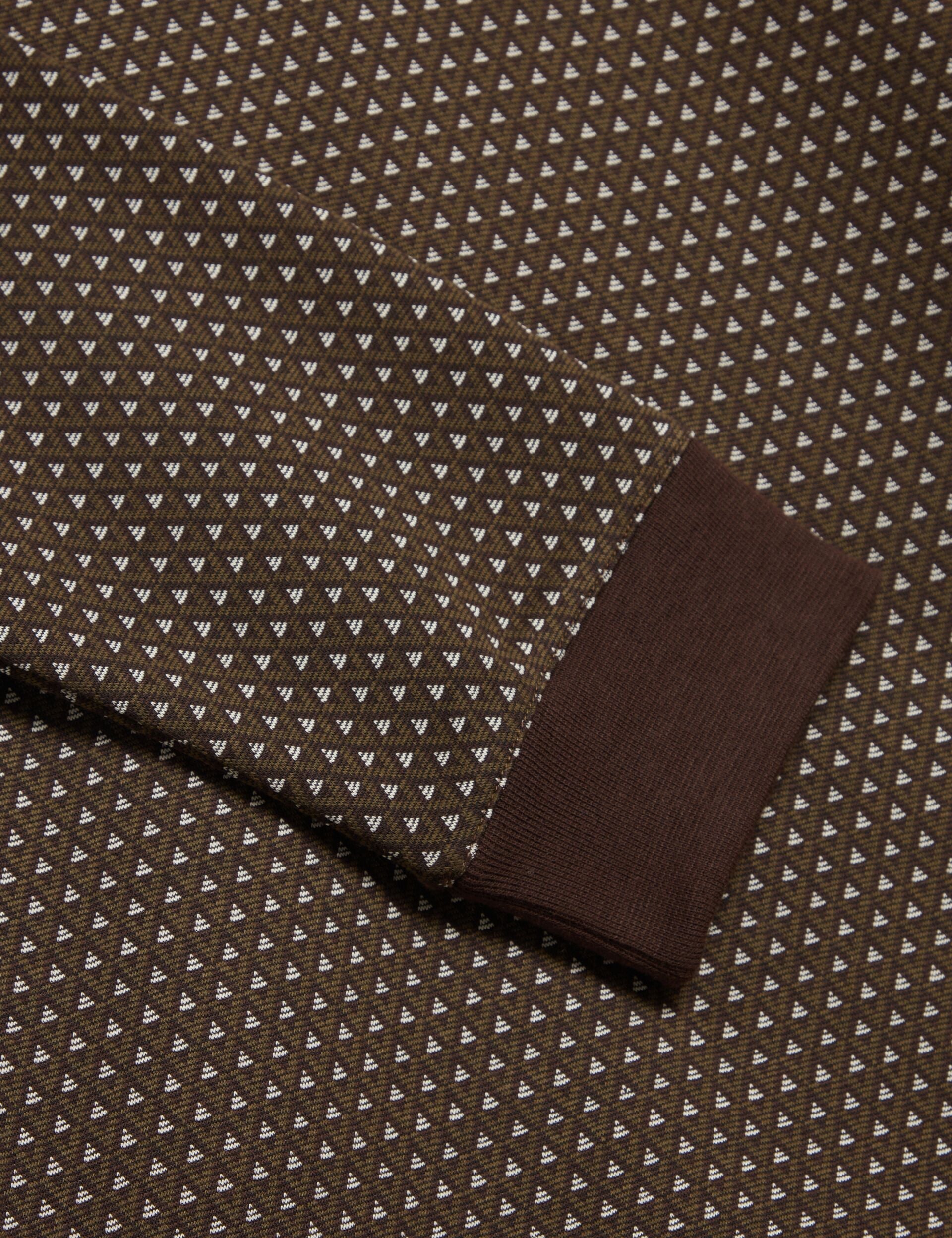 Ted Baker DURAND – Long Sleeve Geo Jacquard Polo BROWN