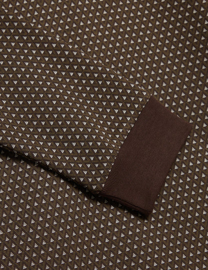 Ted Baker DURAND – Long Sleeve Geo Jacquard Polo BROWN
