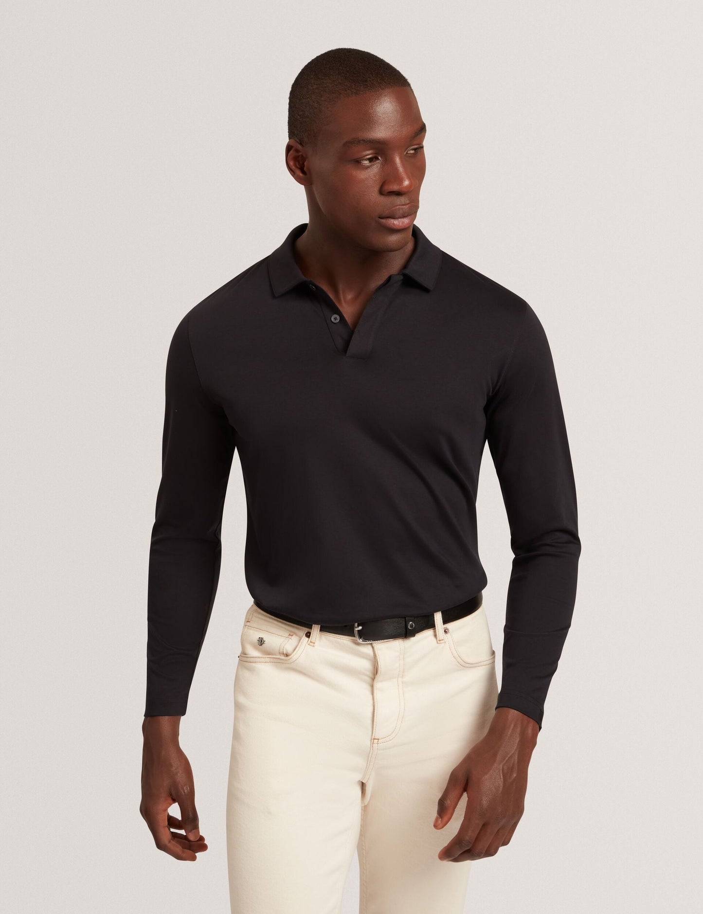 Ted Baker IGNAC Soft Touch Jersey Long Sleeve Polo BLACK
