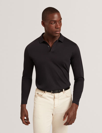 Ted Baker IGNAC Soft Touch Jersey Long Sleeve Polo BLACK