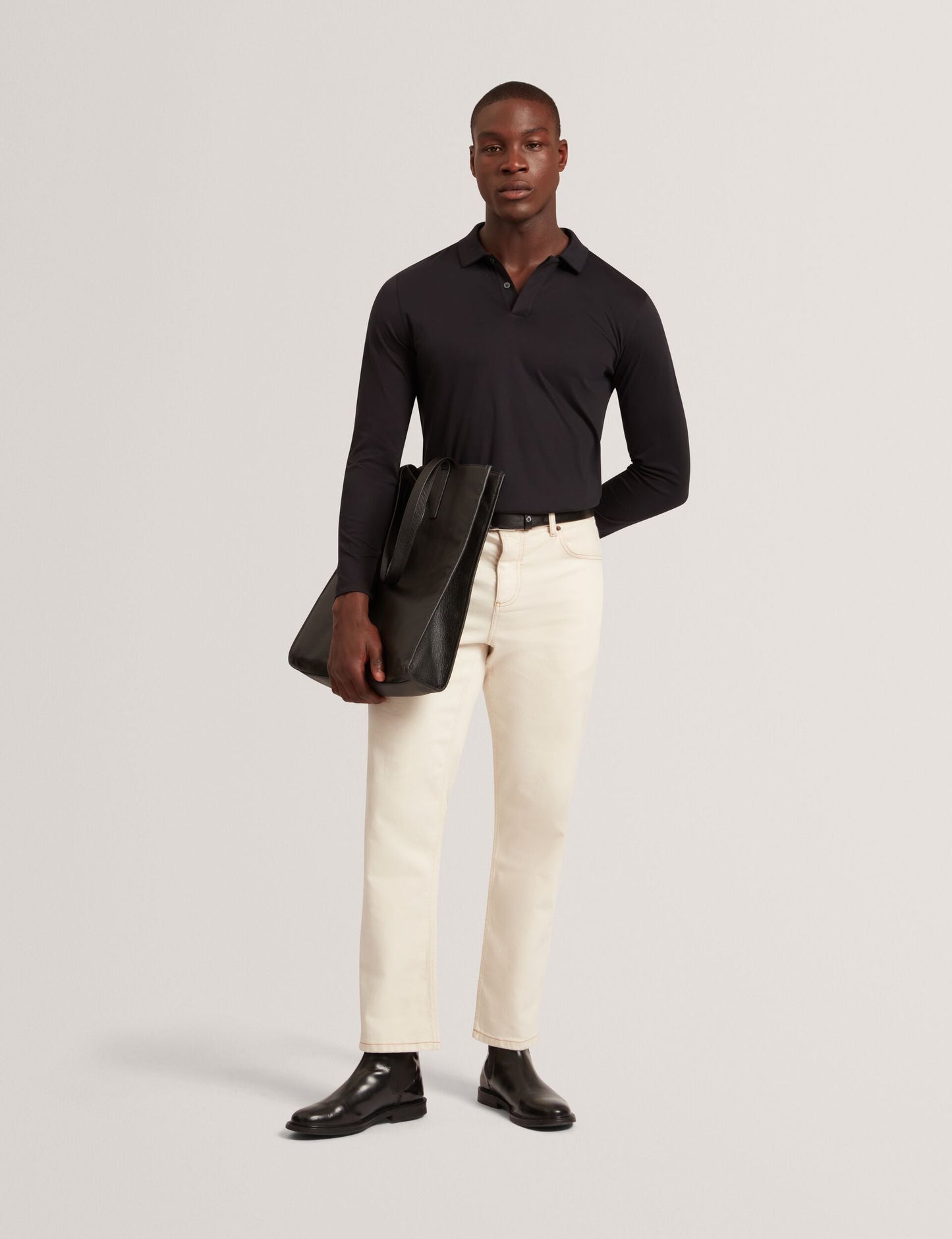 Ted Baker IGNAC Soft Touch Jersey Long Sleeve Polo BLACK