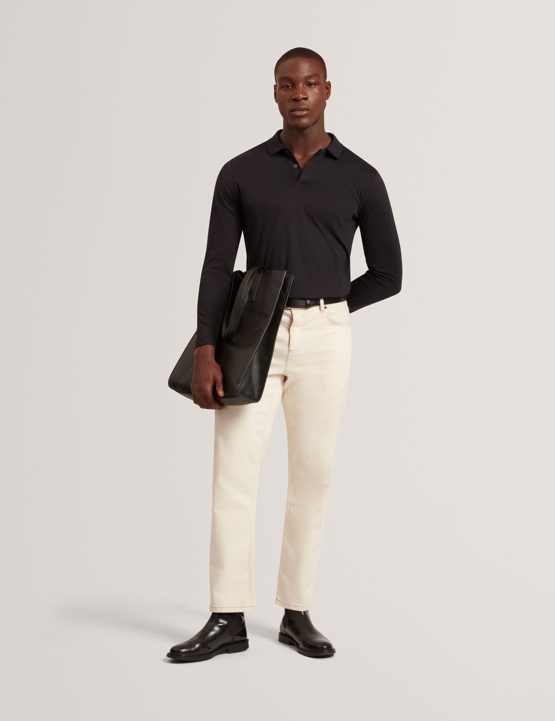 Ted Baker IGNAC Soft Touch Jersey Long Sleeve Polo BLACK