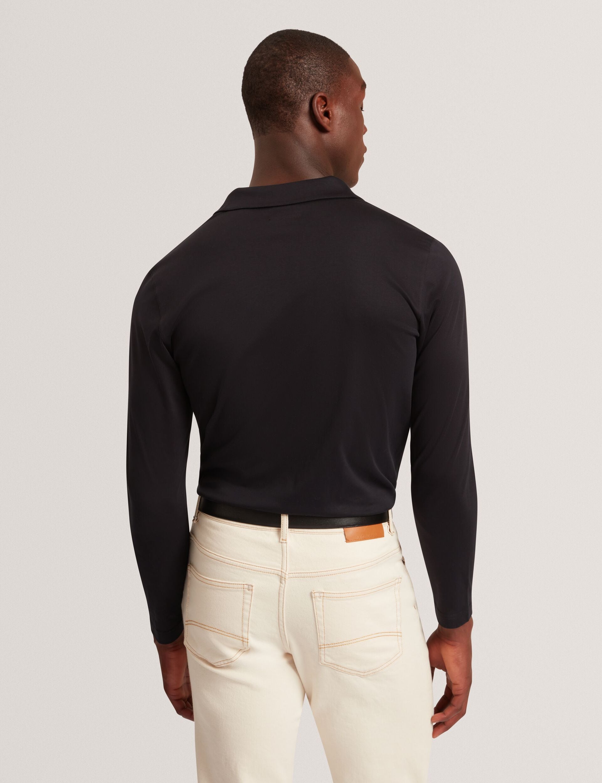 Ted Baker IGNAC Soft Touch Jersey Long Sleeve Polo BLACK