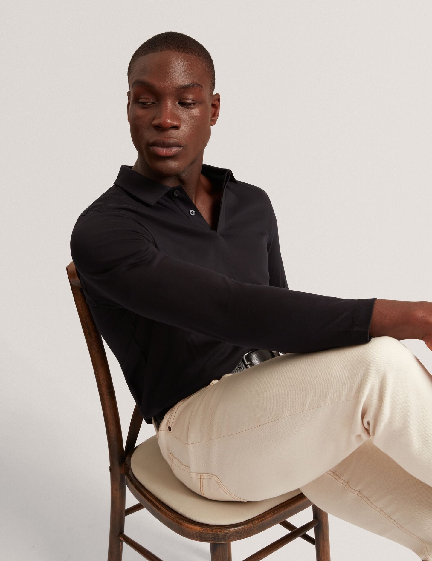 Ted Baker IGNAC Soft Touch Jersey Long Sleeve Polo BLACK