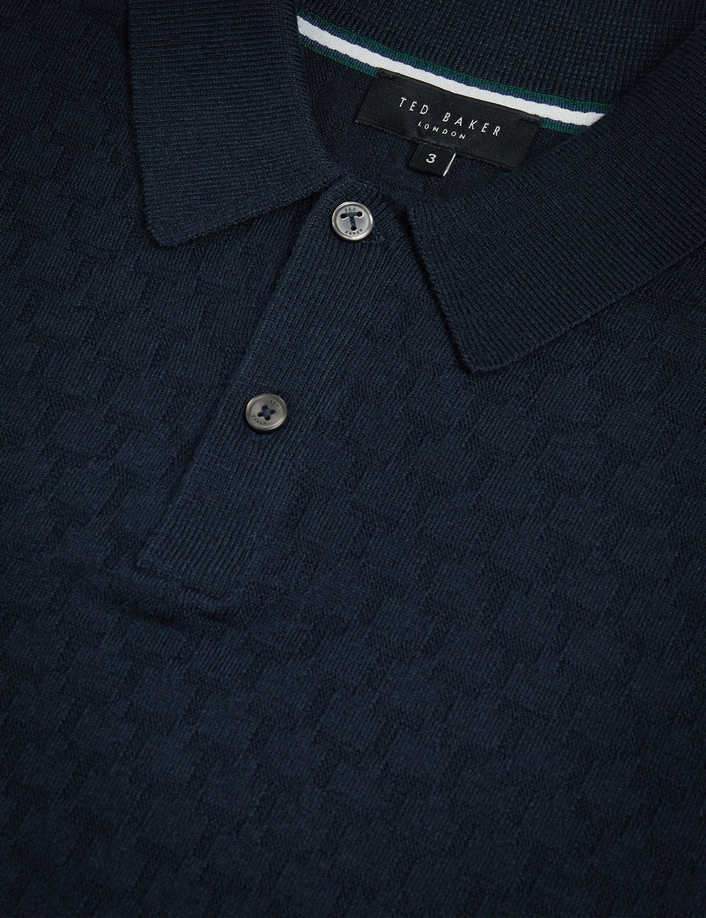 Ted Baker MORAR - T Knit Long Sleeve Polo Top NAVY GREEN