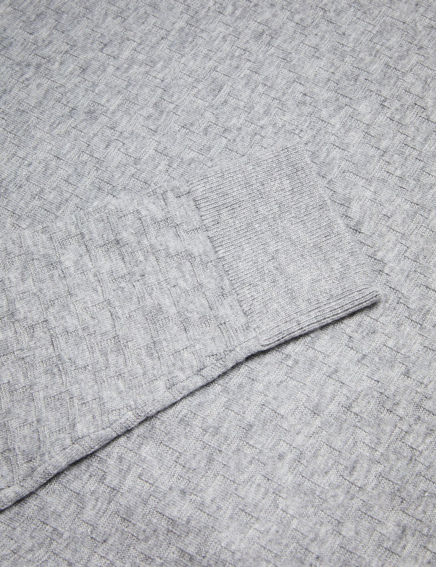 Ted Baker MORAR - Long Sleeve T Stitch Knitted Polo GREY MARL