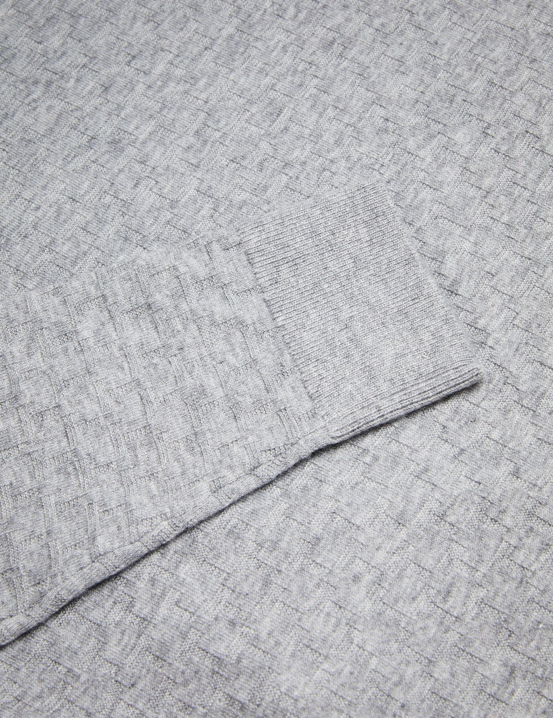 Ted Baker MORAR - Long Sleeve T Stitch Knitted Polo GREY MARL