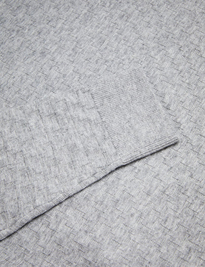 Ted Baker MORAR - Long Sleeve T Stitch Knitted Polo GREY MARL