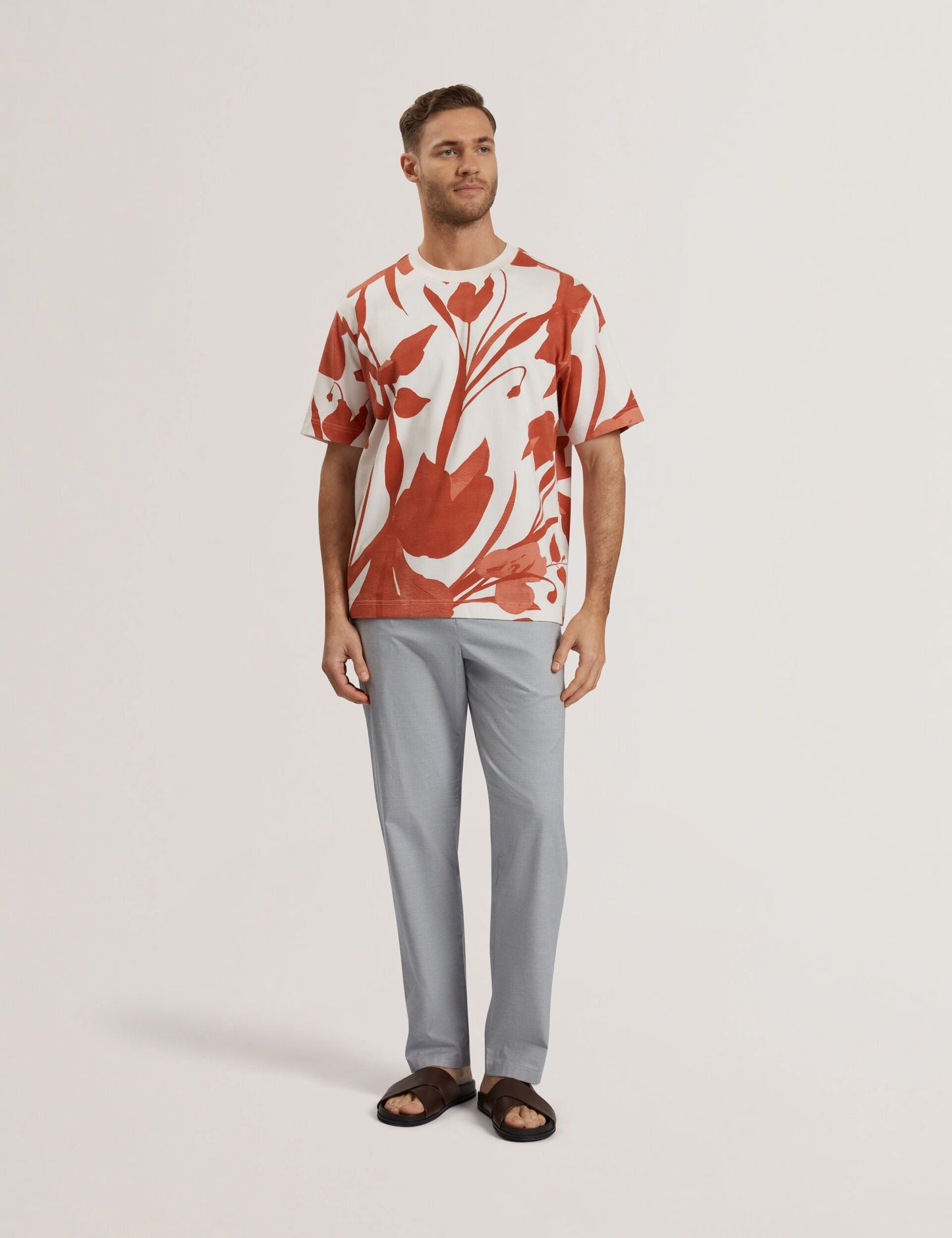 Ted Baker YIANNOS - Floral Print Heavyweight Cotton T-Shirt RED