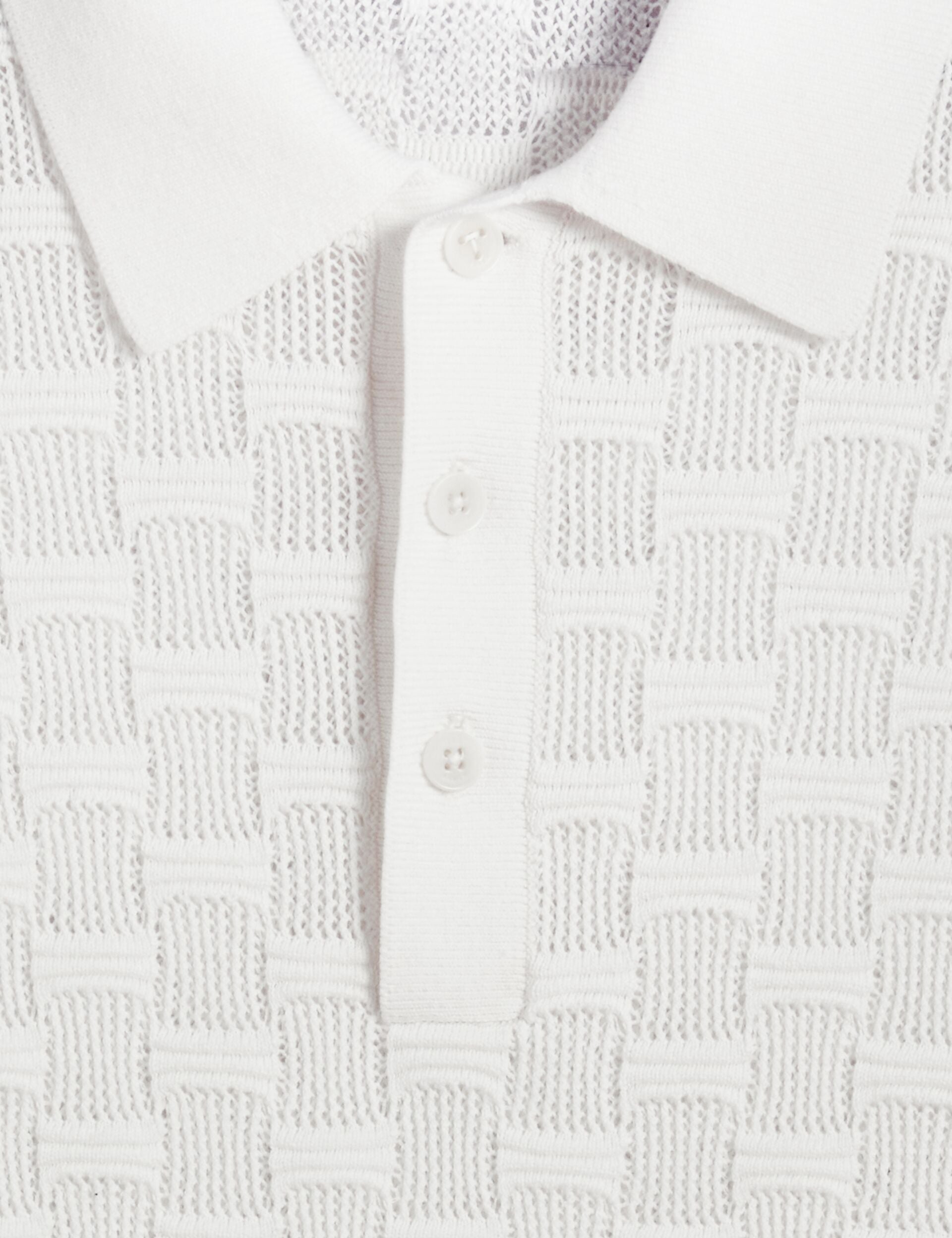 Ted Baker WATERBY - White Textured Knit Silk Cotton Polo Shirt WHITE