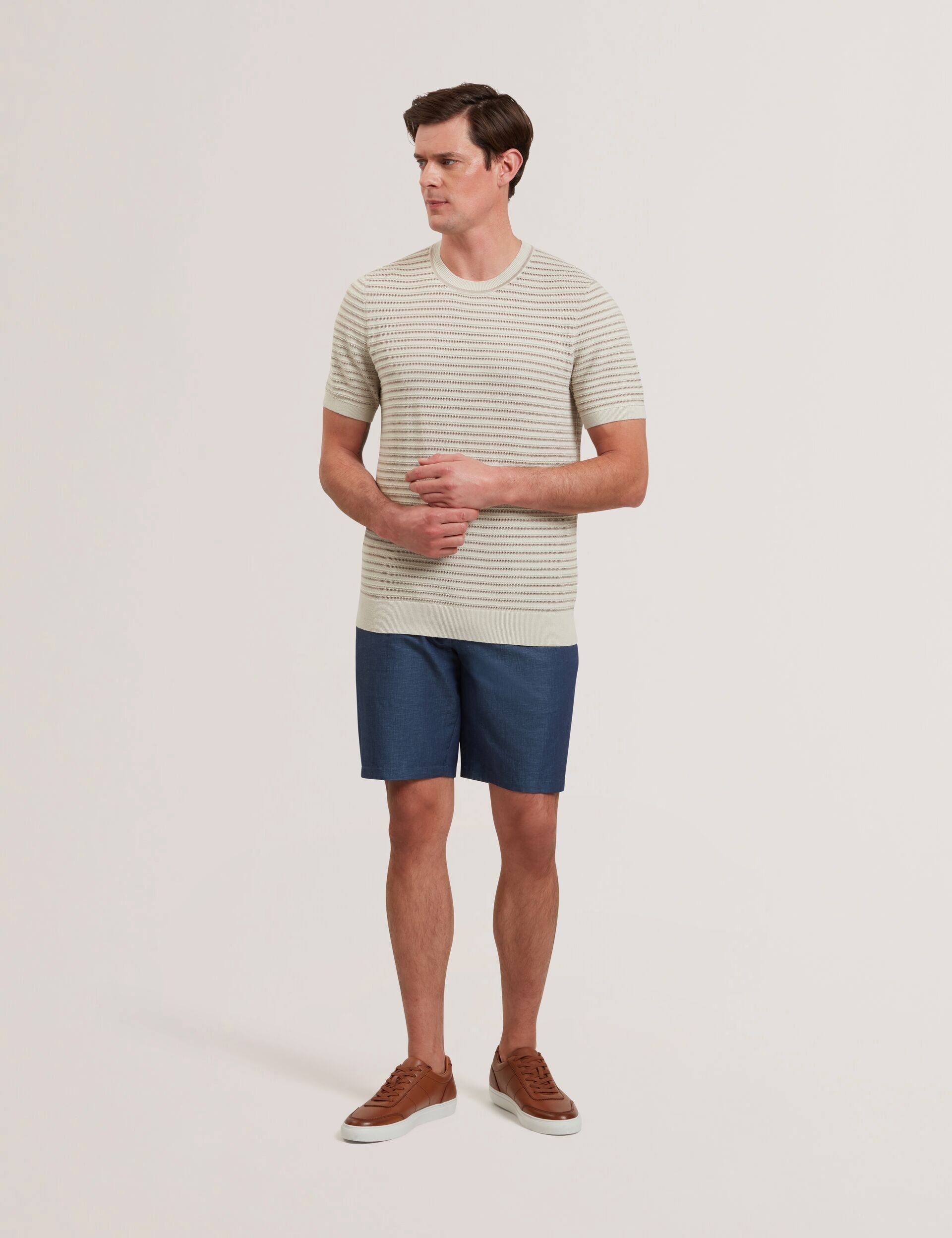 Ted Baker LAIN - Short Sleeve Textured T-Shirt ECRU