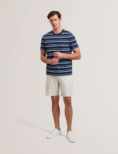 Ted Baker GORANO - Short Sleeve Textured Striped T-Shirt NAVY