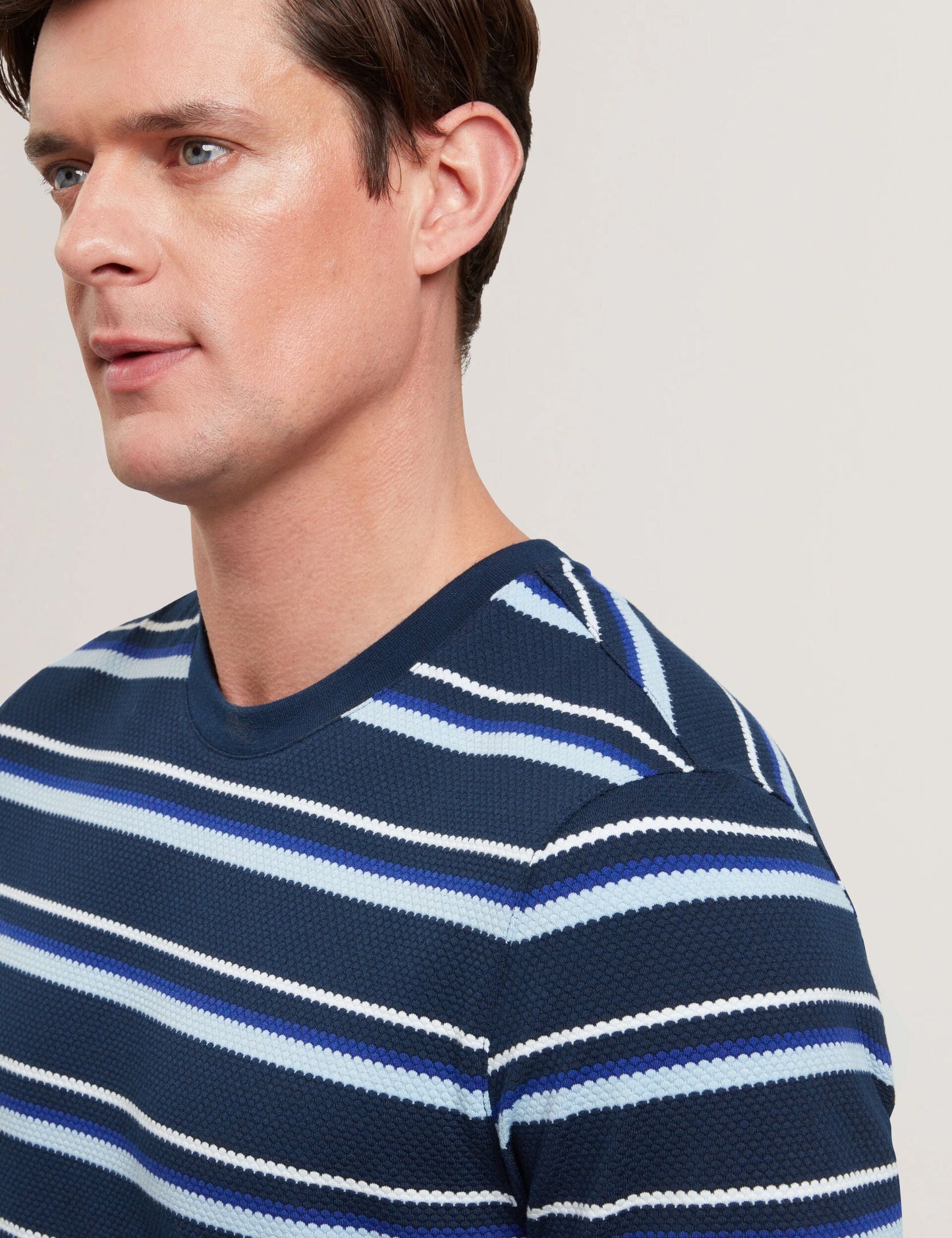 Ted Baker GORANO - Short Sleeve Textured Striped T-Shirt NAVY