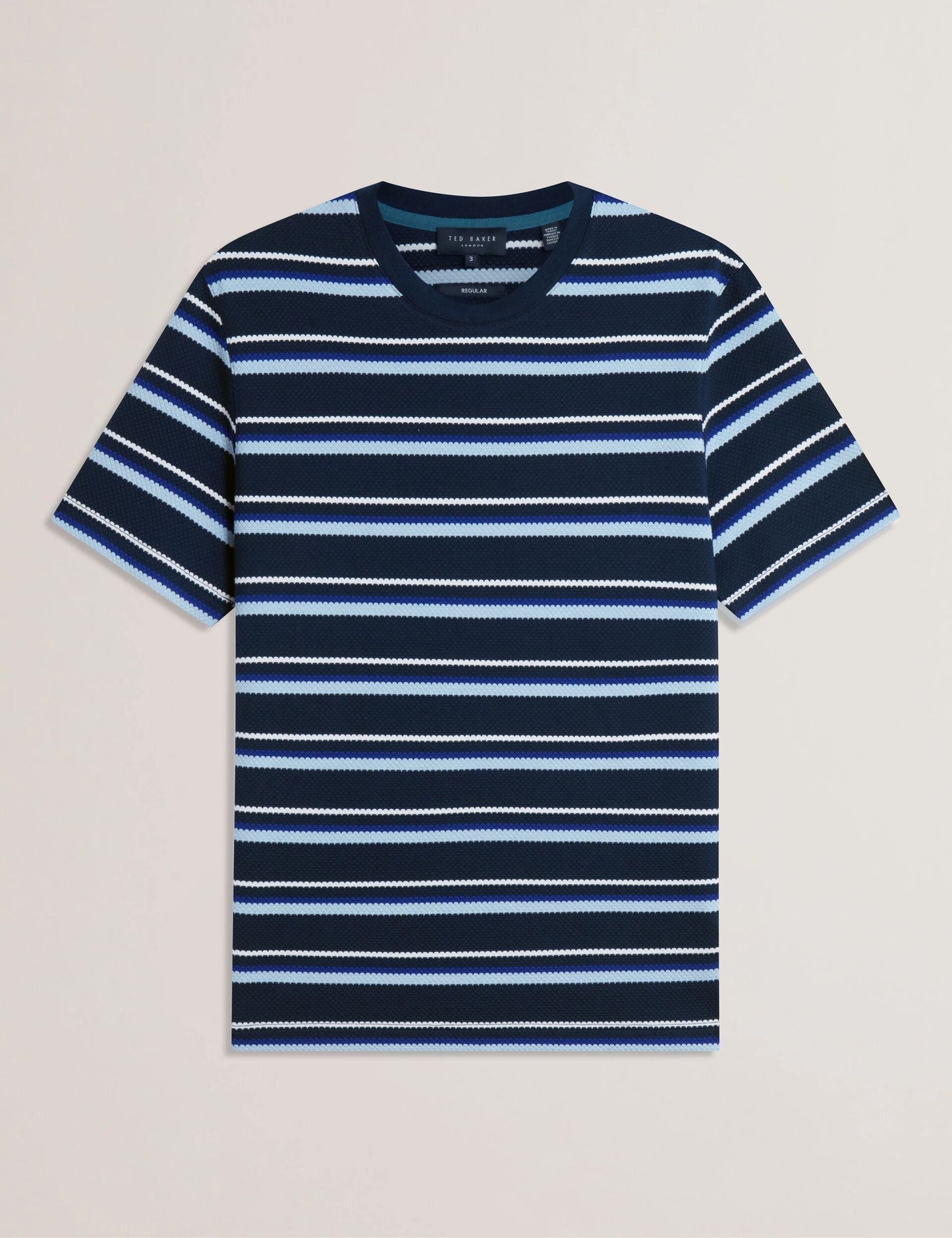Ted Baker GORANO - Short Sleeve Textured Striped T-Shirt NAVY