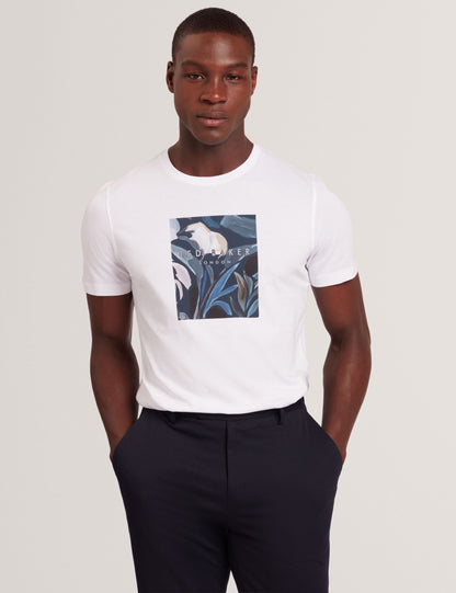 Ted Baker JUSTINOO - White Branded Box Print Graphic Cotton T-Shirt WHITE