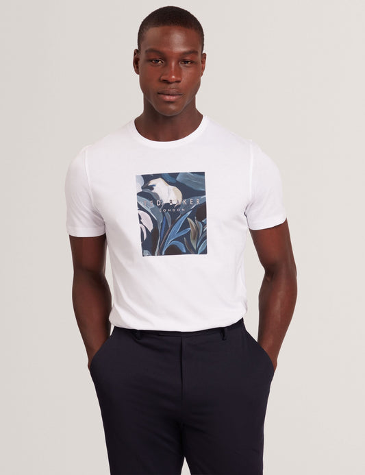 Ted Baker JUSTINOO - White Branded Box Print Graphic Cotton T-Shirt WHITE