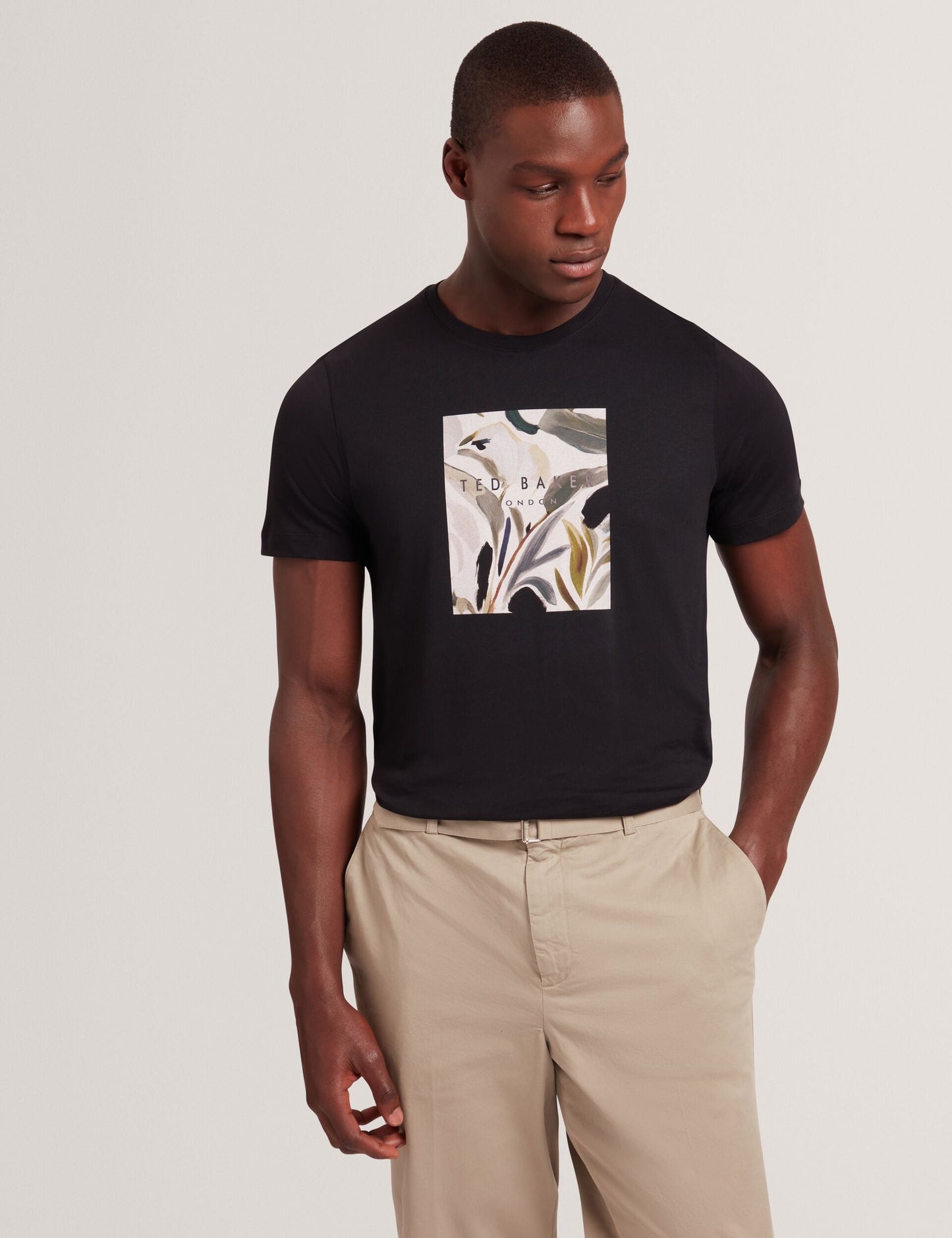 Ted Baker JUSTINOO - Black Branded Box Print Graphic Cotton T-Shirt BLACK