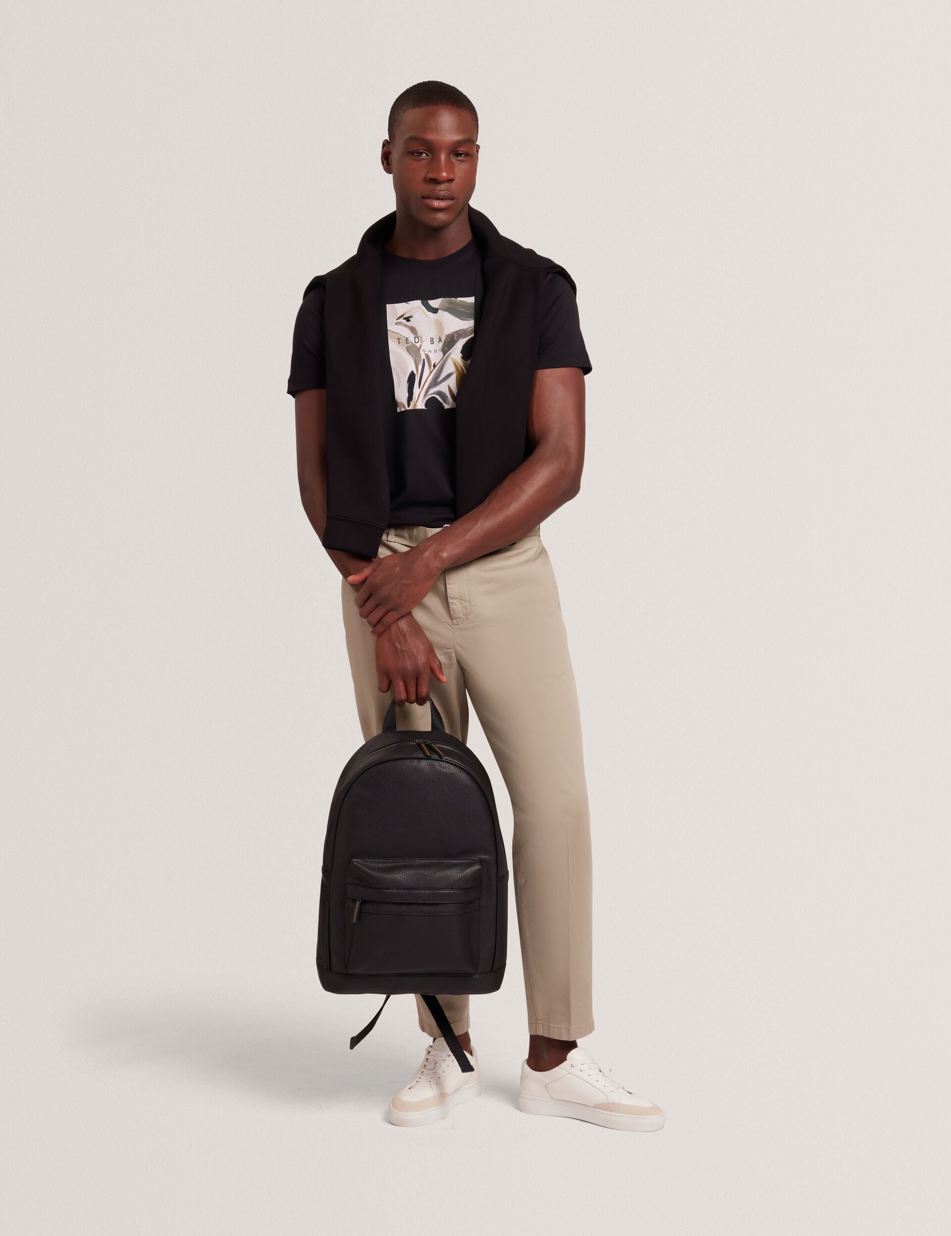 Ted Baker JUSTINOO - Black Branded Box Print Graphic Cotton T-Shirt BLACK