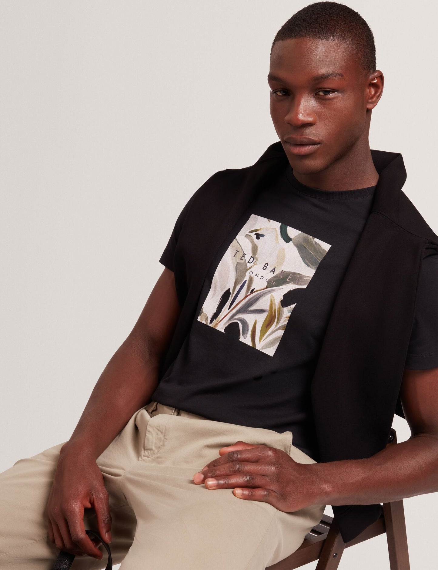 Ted Baker JUSTINOO - Black Branded Box Print Graphic Cotton T-Shirt BLACK