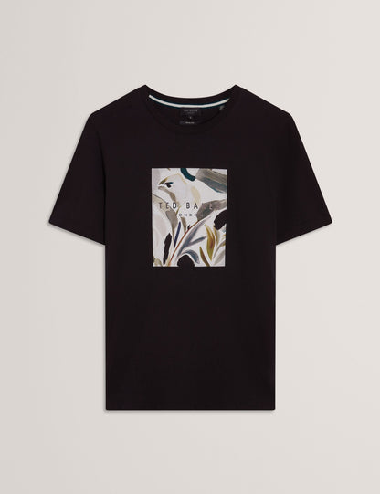 Ted Baker JUSTINOO - Black Branded Box Print Graphic Cotton T-Shirt BLACK