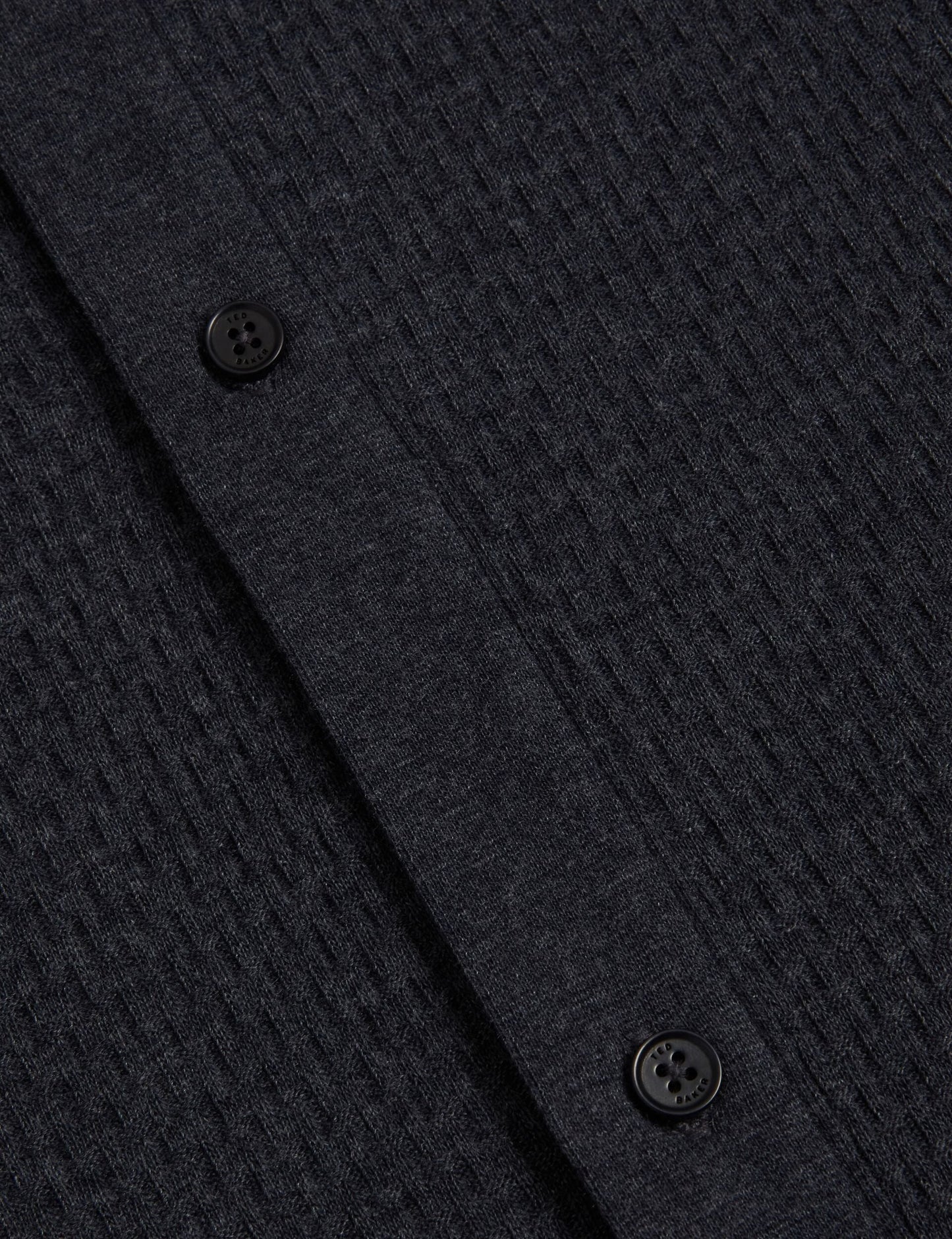 Ted Baker CONNYR Textured Knit Button-Through Polo Shirt in Navy NAVY