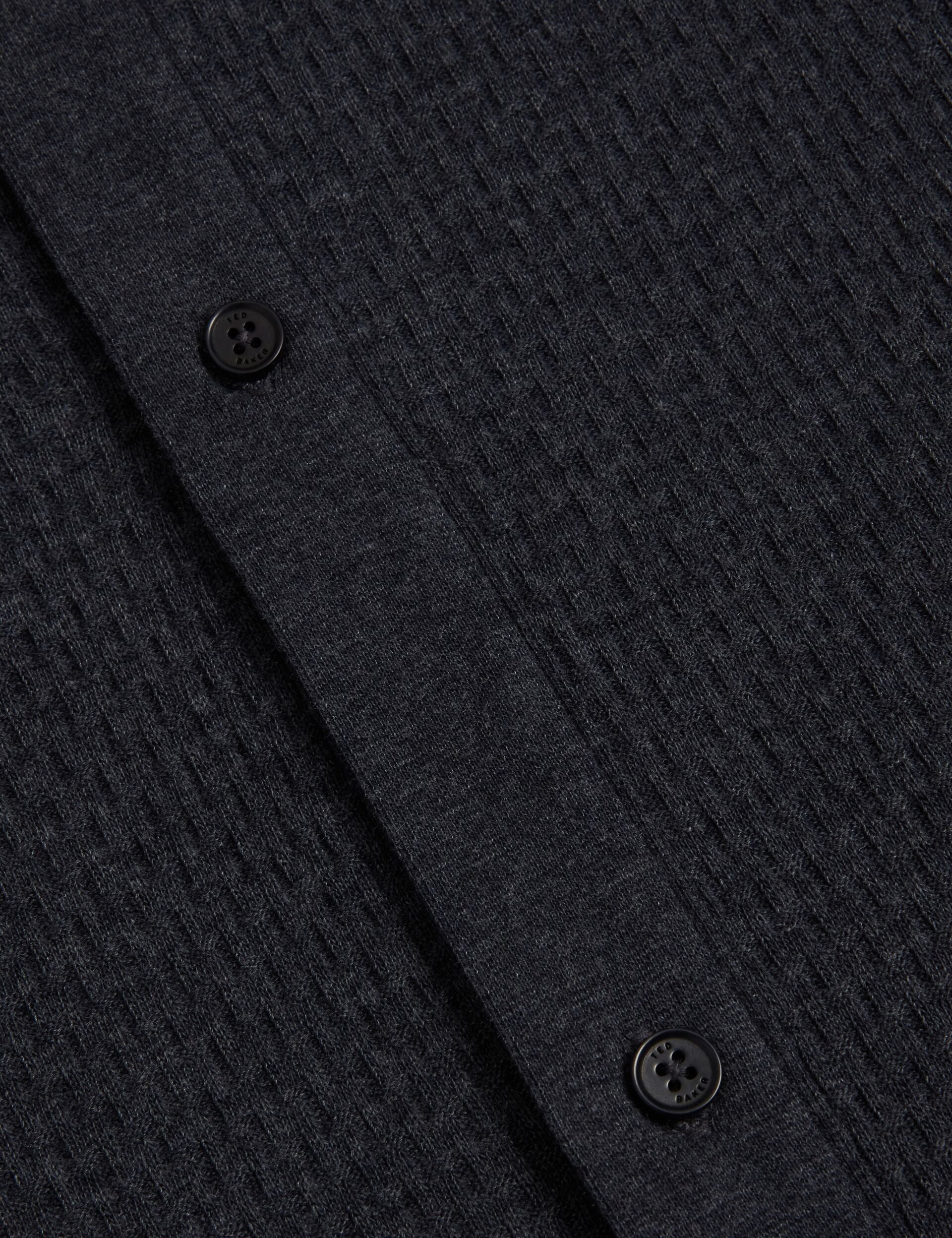 Ted Baker CONNYR Textured Knit Button-Through Polo Shirt in Navy NAVY
