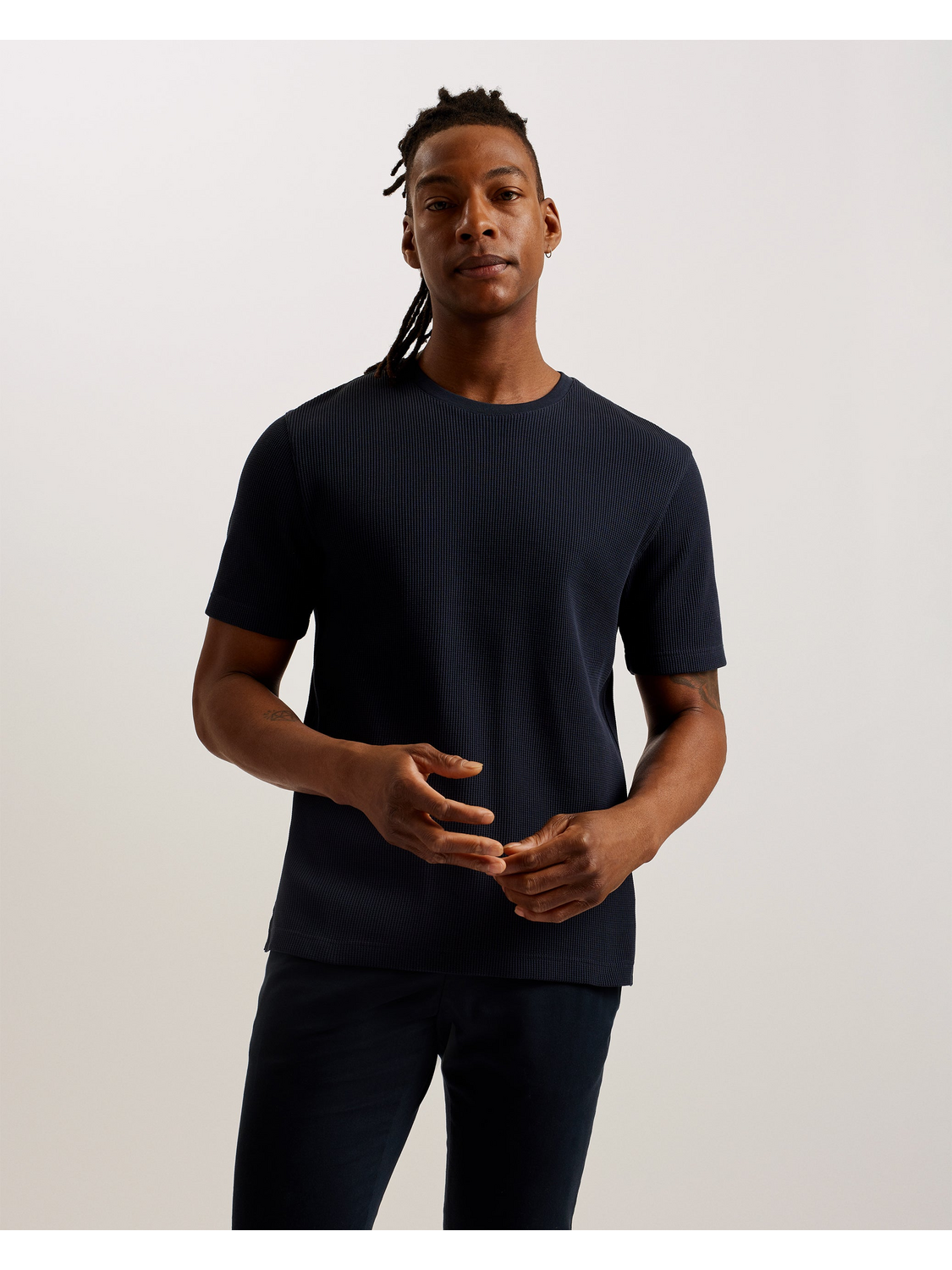 Ted Baker FRUTE Short Sleeve Regular Textured T-Shirt NAVY