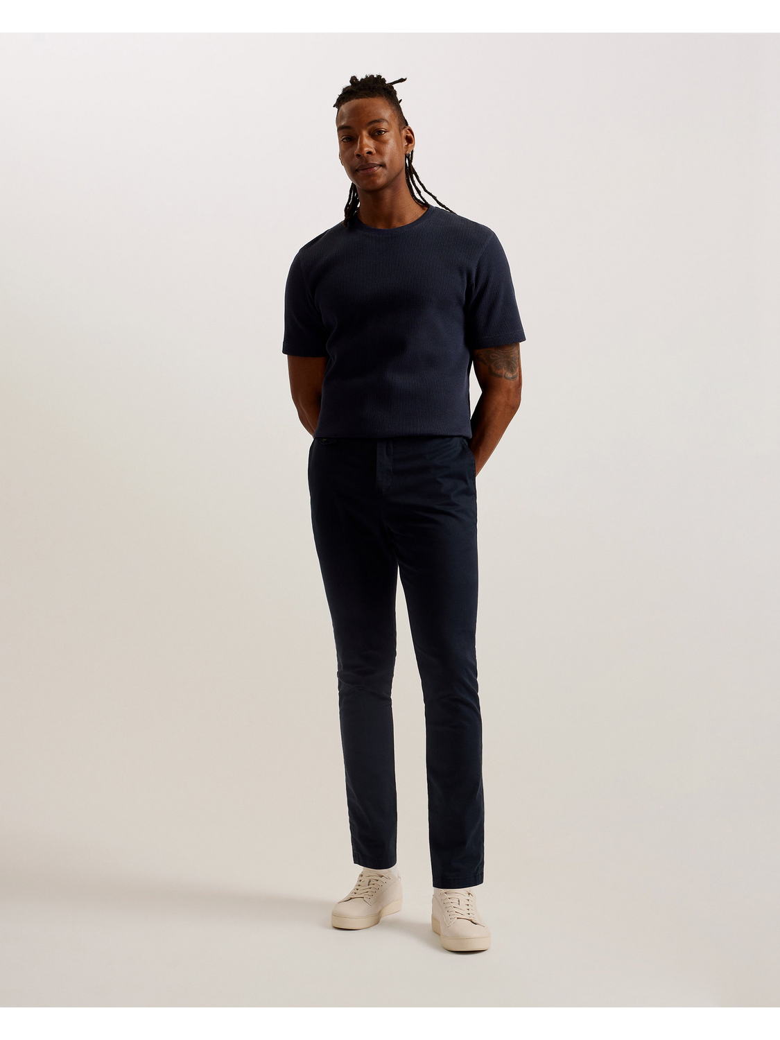 Ted Baker FRUTE Short Sleeve Regular Textured T-Shirt NAVY