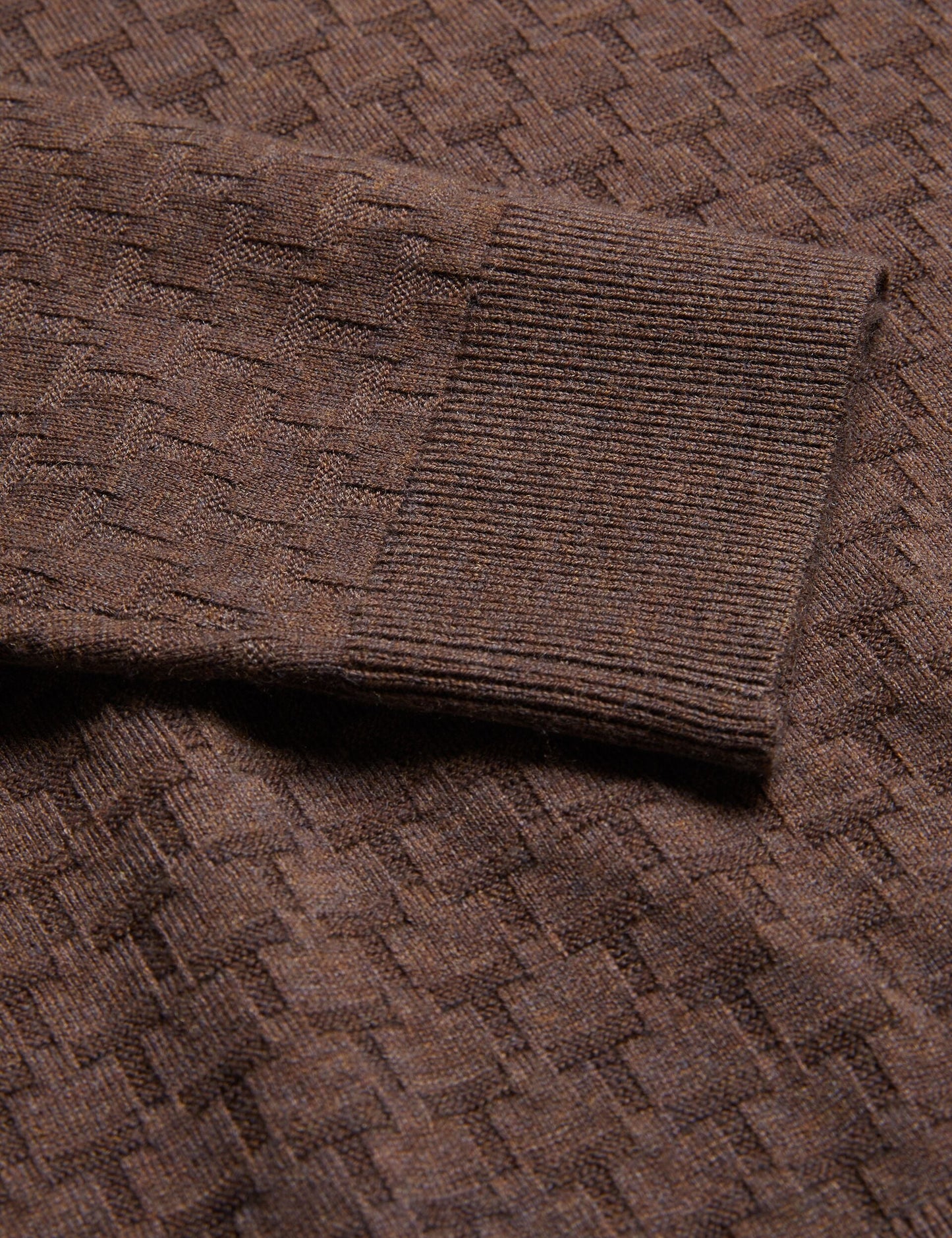 Ted Baker MORAR - Long Sleeve T Stitch Knitted Polo DARK BROWN