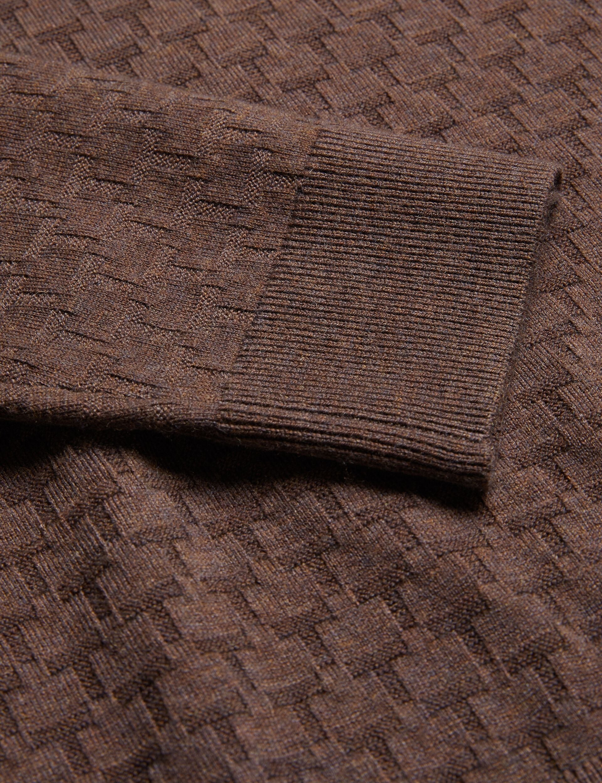 Ted Baker MORAR - Long Sleeve T Stitch Knitted Polo DARK BROWN