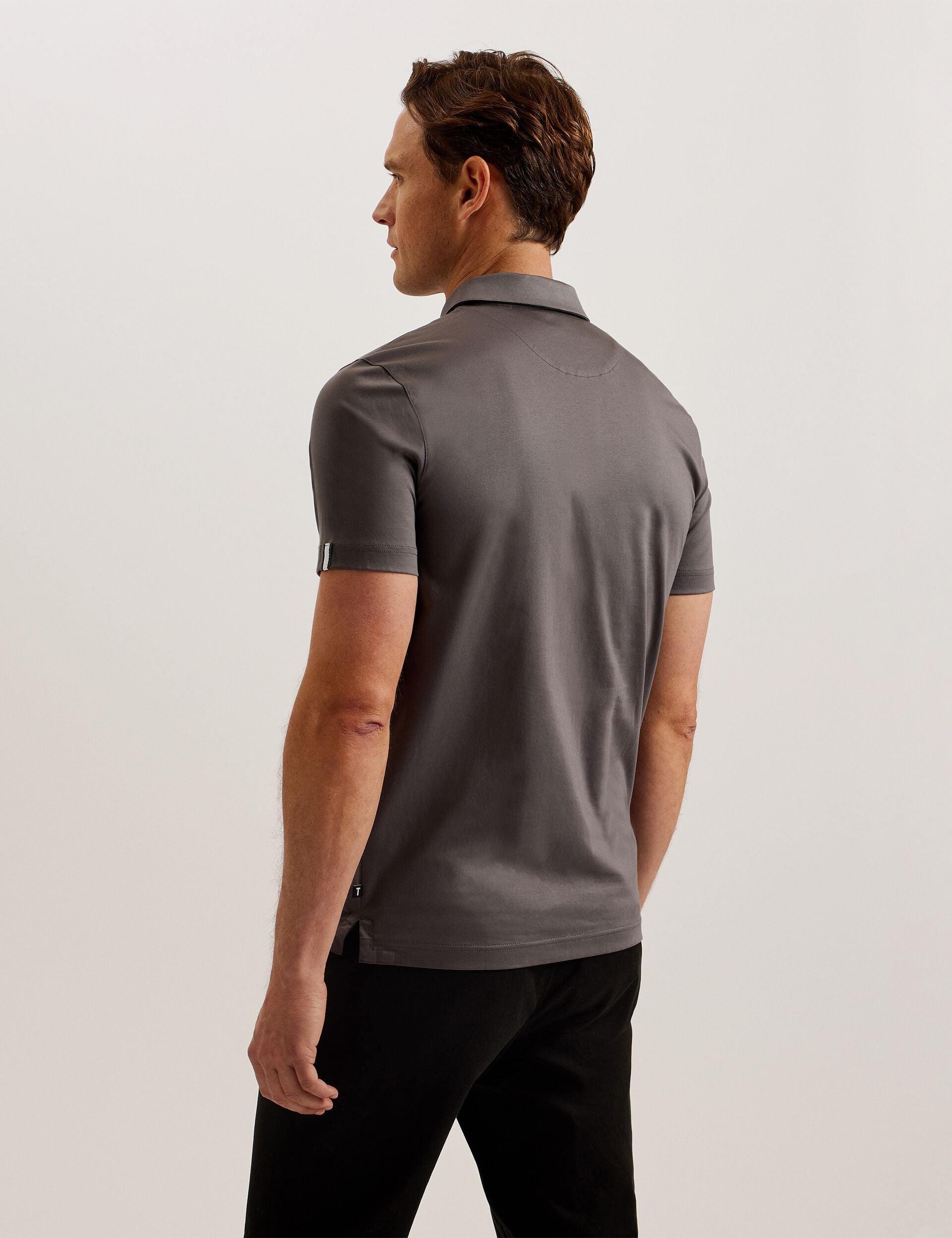 Ted Baker ZEITER - Slim Fit Pure Cotton Polo Shirt LIGHT GREY
