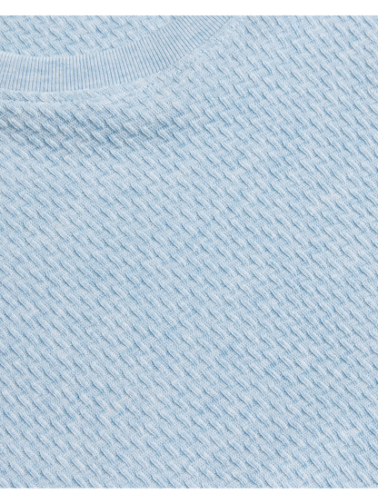Ted Baker CURLYS - Textured Knit Cotton Short Sleeve T-Shirt PALE BLUE