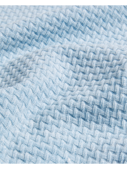 Ted Baker CURLYS - Textured Knit Cotton Short Sleeve T-Shirt PALE BLUE