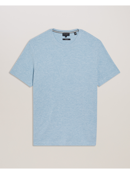 Ted Baker CURLYS - Textured Knit Cotton Short Sleeve T-Shirt PALE BLUE