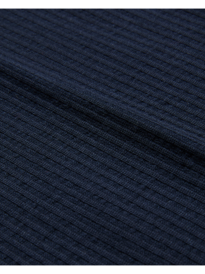 Ted Baker ZARKES - Ribbed Texture Zip Neck Cotton Polo Shirt NAVY