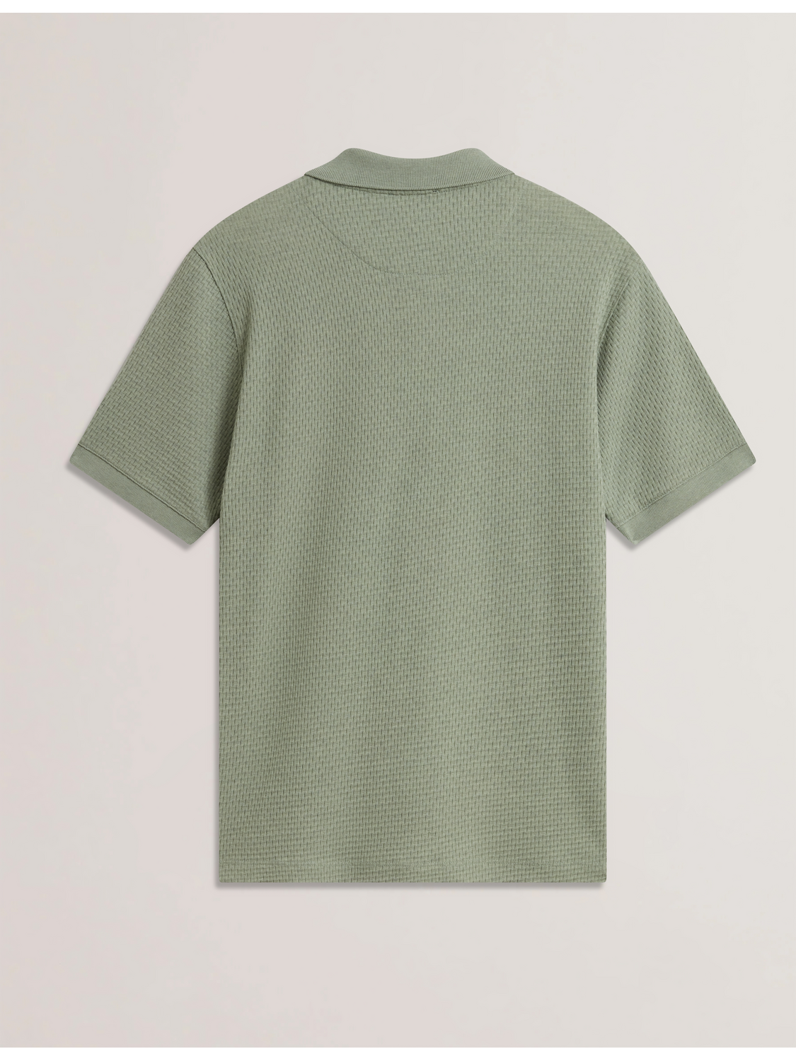 Ted Baker REDMAN - Textured Pure Cotton Knitted Polo Shirt GREEN