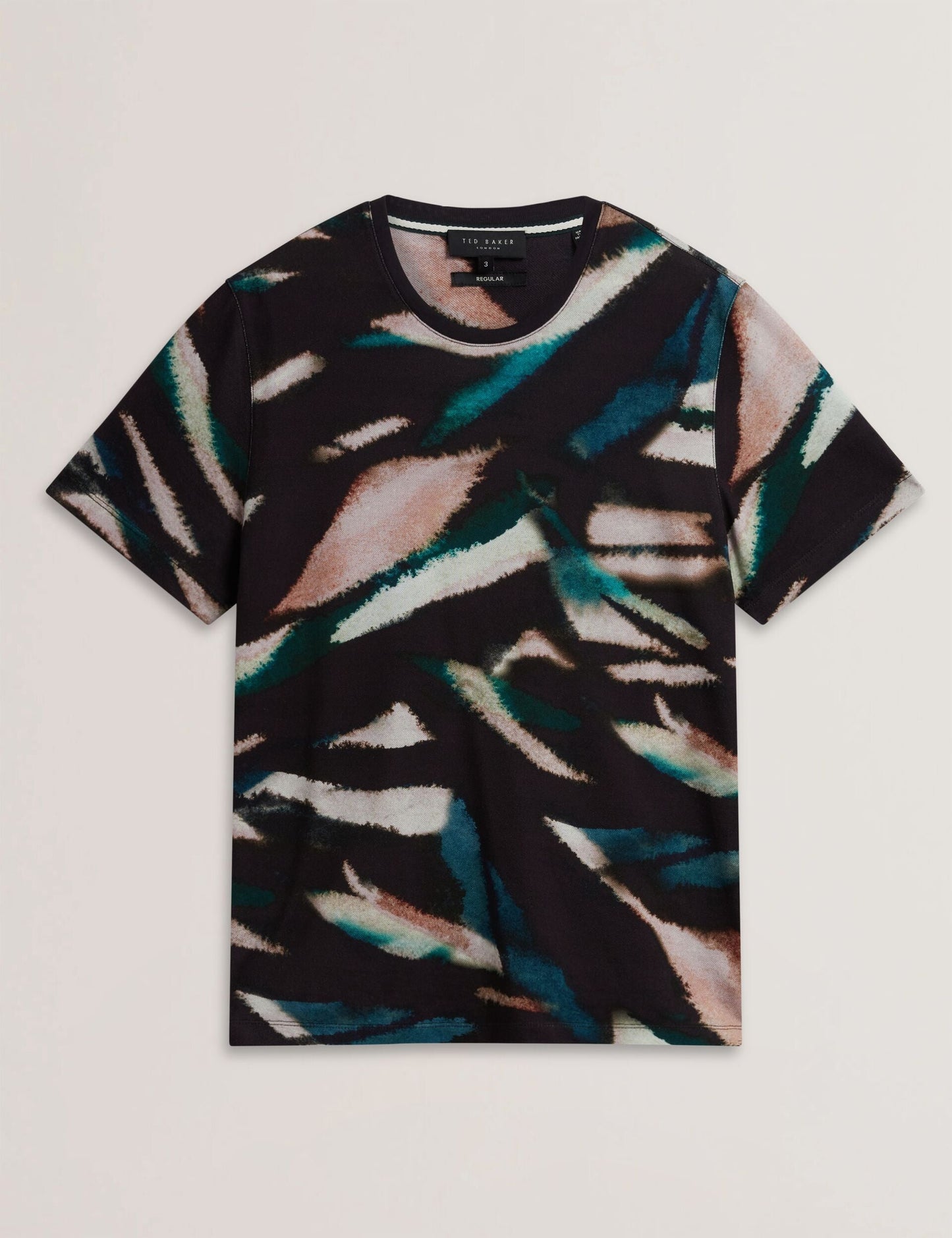 Ted Baker WILSDOR - Abstract Print Knitted Jersey T-Shirt BLACK