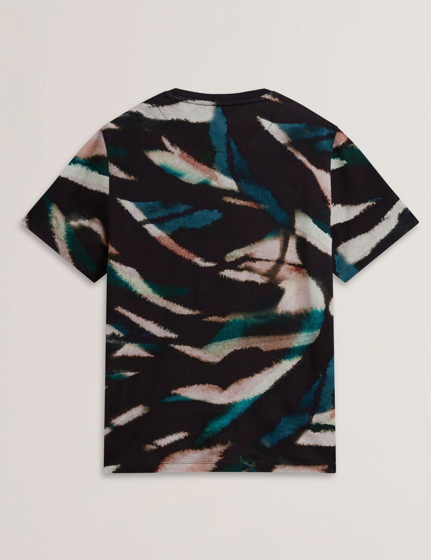 Ted Baker WILSDOR - Abstract Print Knitted Jersey T-Shirt BLACK