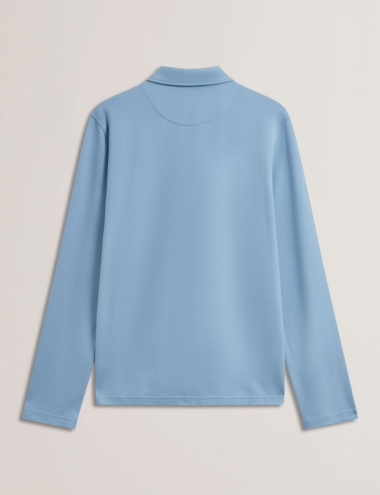 Ted Baker KALEND - Herringbone Zip Neck Long Sleeve Polo Shirt BLUE