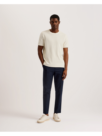 Ted Baker CURLYS Zig Zag Texture Knitted Cotton T-Shirt ECRU