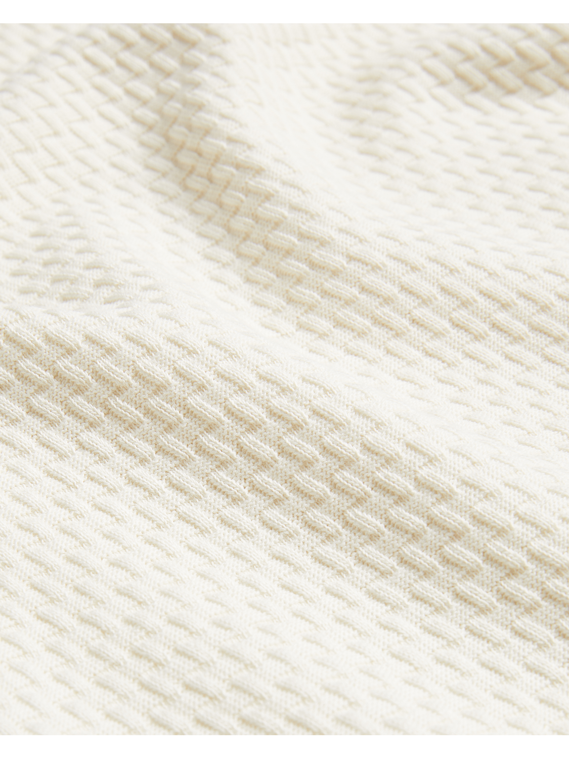 Ted Baker CURLYS Zig Zag Texture Knitted Cotton T-Shirt ECRU