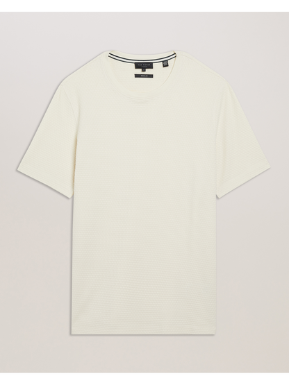 Ted Baker CURLYS Zig Zag Texture Knitted Cotton T-Shirt ECRU